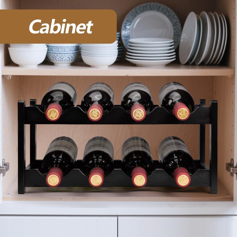 Homevany Wine Rack 8 Bottle 2-Tier Eco-Friendly Bamboo Wine Storage Easy-Assembly Space-Saving for Wine Lovers,Kitchen Wine Organizer for Countertop,Pantry, Home,Room Decor,Bar - Image 5